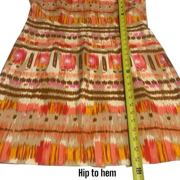 Tahari Multicolor Batik Print Shift Dress Linen Blend Mini Women’s Size 8 - Picture 11 of 12